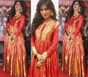 Chitangda Singh in a Silk Anarkali 600x524 1 300x262 Brocade Kurtis Style Ideas
